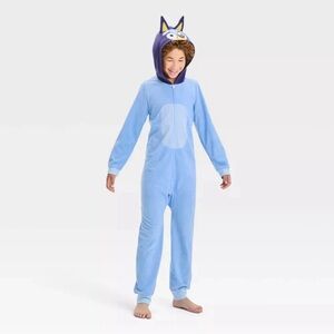 Bluey Big Kids' One-Piece Unisex‎ Hooded Union Suit Pajama M(8/10)